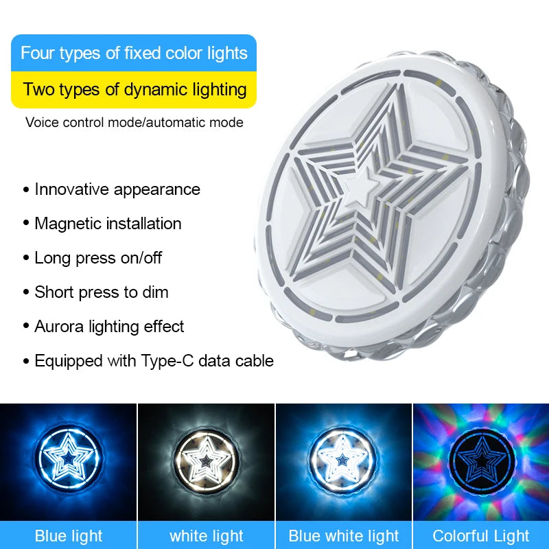 Car reading lights, LED interior sound controlled ambient lights, car trunk lighting, wireless wiring free decorative lights