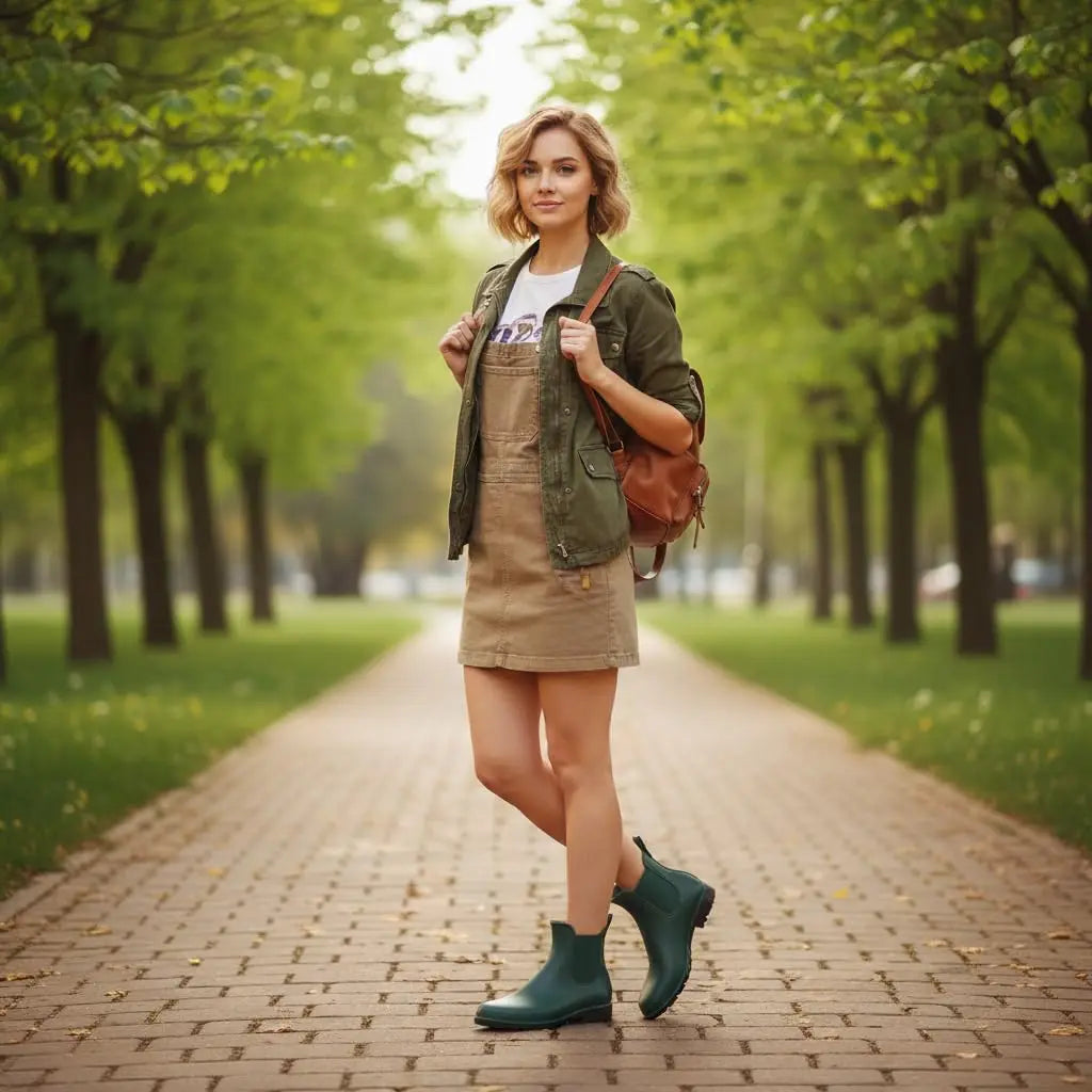 Evshine Fashion Short Rain Shoes For Women New Lady Chelsea Boots Outdoor Anti-slip Waterproof Rain Boots Sodt Rubber Ankle Boot