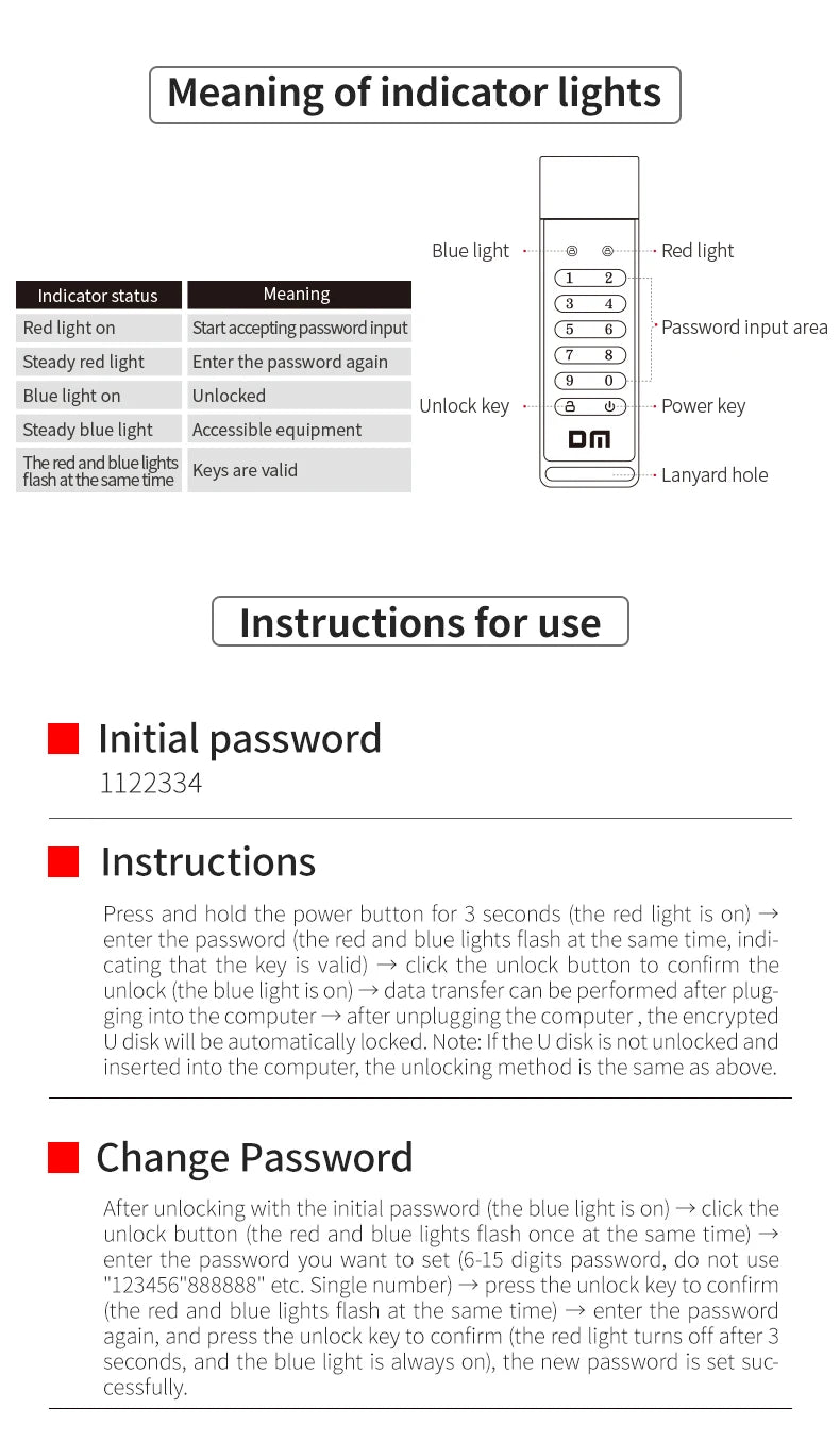 DM FD063 256-bit Encrypted USB Drive Password Secure Flash Drive USB3.0 U Disk Support Reset/Wipe/Auto Lock Function