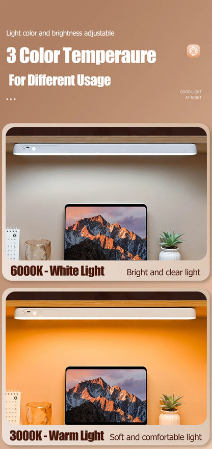 HOMEFISH Eye-care Table Lamp LED Light Bar Rechargeable Wirless Desk Reading Lamp USB Night Light For Bedside Kitchen Cabinet