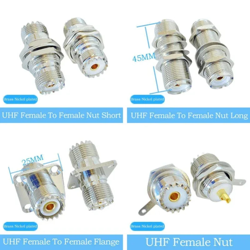 UHFmale Female SO239 PL259 Connector UHF 3 Way Splitter UHF 4-hole Panel Mount Flange RF Coaxial Pure Copper High Quality