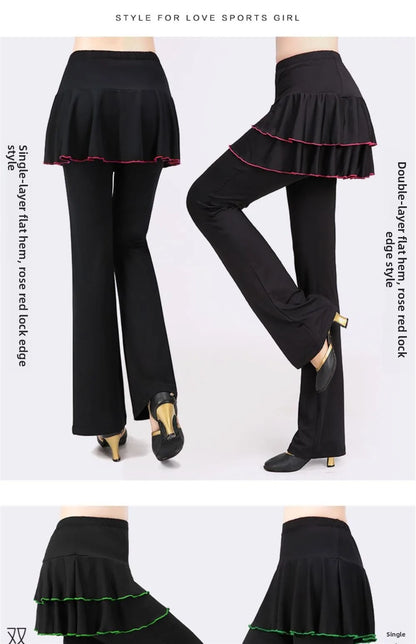 Qui Dry Dance Pants Women's High Waist Long Trousers Skirt Sports Fitn Square Dance orm Breathable Comfortable Fabric