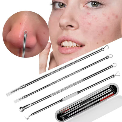 4Pcs Blackhead Remover Acne Needle Facial Cleansing Acne Extractor Remove Blackhead Pores Cleaning Tools