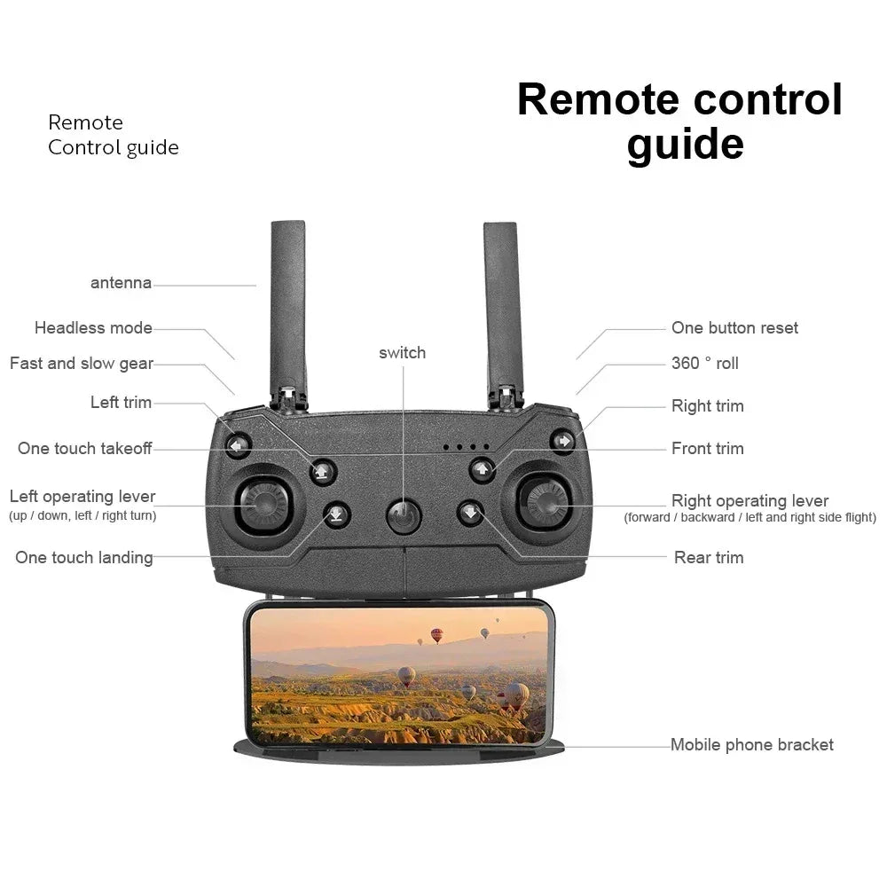 New E99Pro RC Drone 4K Professinal With 1080P Wide Angle HD Camera Foldable Helicopter WIFI FPV Height Hold Gift Toy ﻿