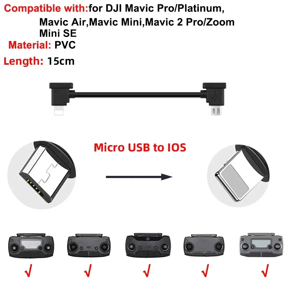 Data Cable OTG Remote Controller to Phone Tablet Connector USB TypeC IOS Extend for DJI MINI 4K/2/3 Pro/SE/Pro/Air/Mavic 2/3