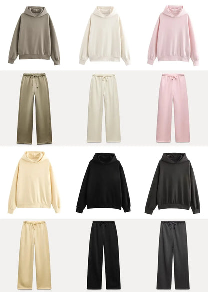 2024 Autumn/Winter new TRAF women's multi-color selection classic simple all-in-one hooded loose long-sleeved hoodie sweatpants