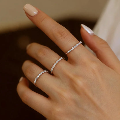 TFGLBU Trendy 1.5mm Moissanite Ring for Women Lab Diamond Matching 100% 925 Sterling Silver Certified Band Wholesale Jewelry