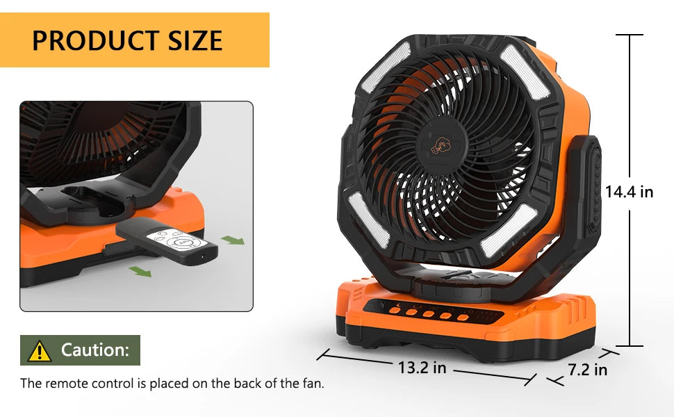 2026 Portable Wireless Fan 40000mAh Camping Fan Rechargeable Table Fan Travel Tent Fan Air Circulator Tents Outdoor Electric Fan