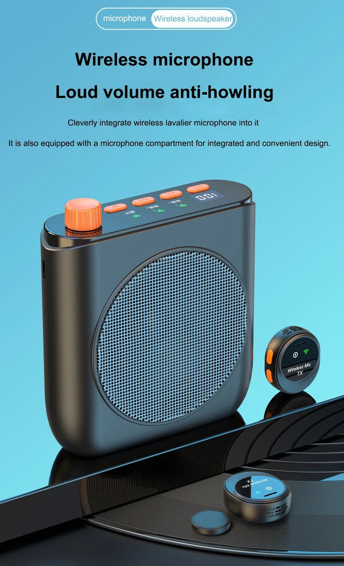Portable Magnetic Megaphone Voice Amplifier Mini Audio Speaker with Microphone Rechargeable Loudspeaker for Teachers Tour Guider