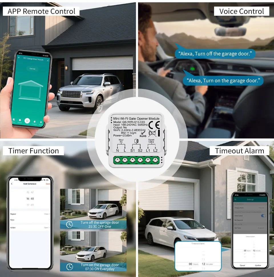 Tuya Smart Garage Door Switch Module Wifi 100-240V Gate Opener Controller for Alexa Google Home Assistant Yandex Voice Control