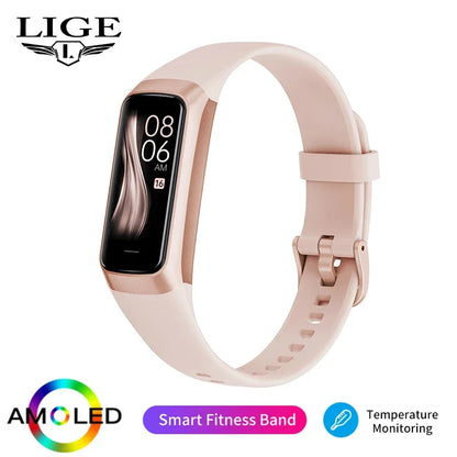 LIGE Amoled Smart Watch Men 2024 Smart Band Women Heart Rate Blood Smartwartch Waterproof Smart Bracelet Sport Fitness Tracker