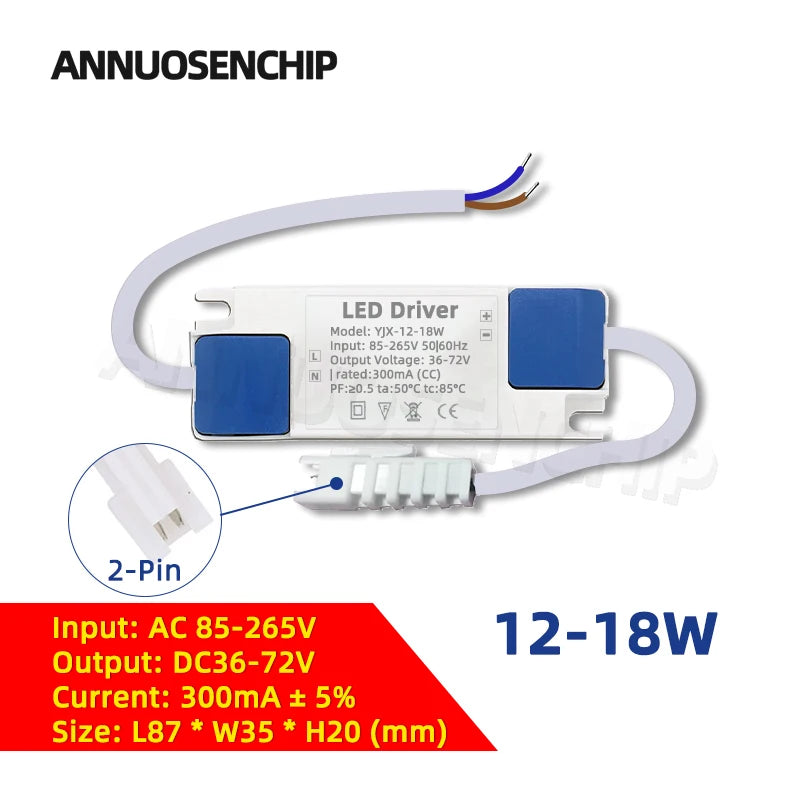Hot 300mA 600mA LED Constant Current Driver Power Supply 85-265V AC to DC Lighting Transformers for Downlight Lamp Ceiling Light
