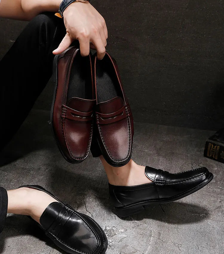 Vintage Top Layer Genuine Leather Slip on Loafers Breathable Moccasins Driving Design Casual Cowhide Shoes for Men