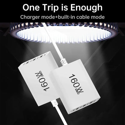 160W 7 Ports USB Charger USB Type C Wall Charger Adapter For Xiaomi iPhone Samsung POCO EU/US Plug USB PD Travel Chargers Socket