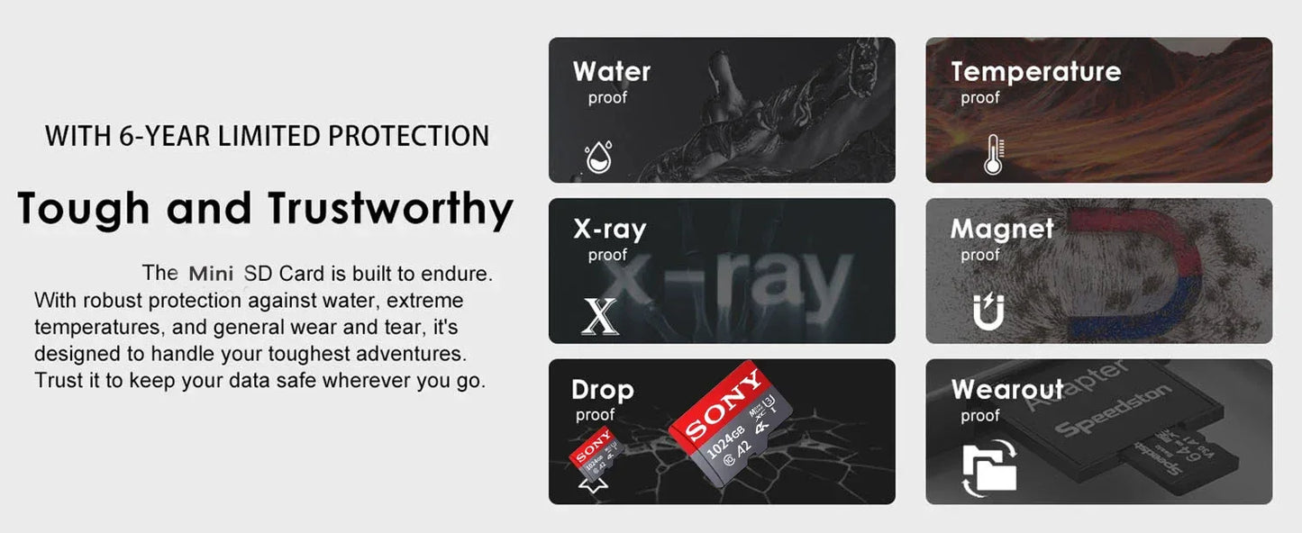 SONY SD Memory Card Extreme Micro Mini SD Card 1TB 512GB128GB 256GB 32GB 64GB U3 A2 TF Flash Cards for Xiaomi Phone Camera PC