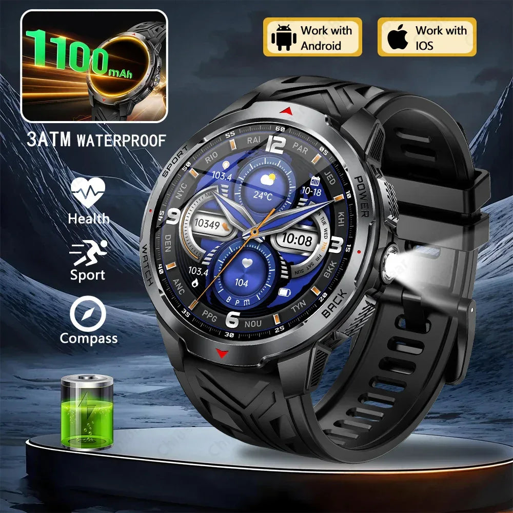 New T-Rex3 Pro 1100mAh Battery Smart Watch Men Compass 5ATM Waterproof Bluetooth Call Heart Rate Sports Run tracker Smartwatch