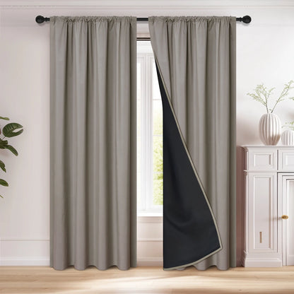 1pc 100% Blackout Curtain, Solid Color Curtains with Rod Pocket, Bedroom Living Room Curtains for Windows Curtain
