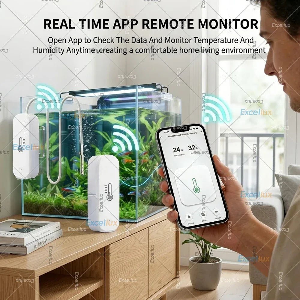 Zigbee Smart Temperature Humidity Sensor Optional With Waterproof Probe For Tuya Zigbee2MQTT Home Assistant Aquarium Tank Fridge