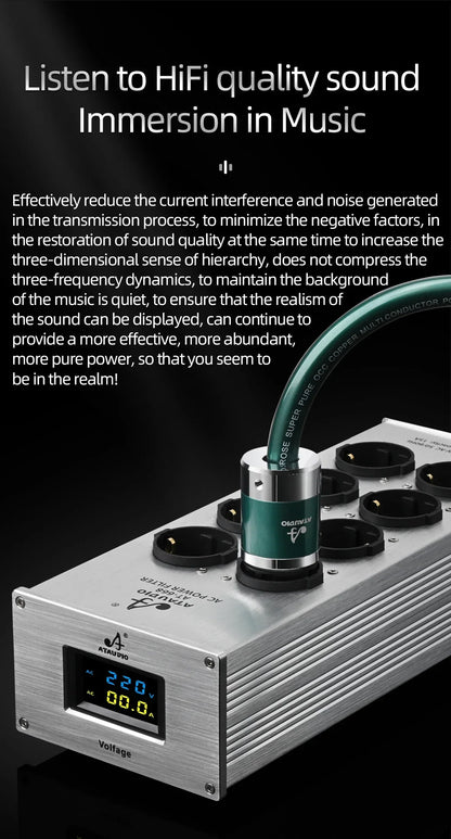 Hi-end EU Hifi Power Filter for Standard EU Socket Noise-free Audio Purifier Filter Power Conditioner with EU Outlets Strip