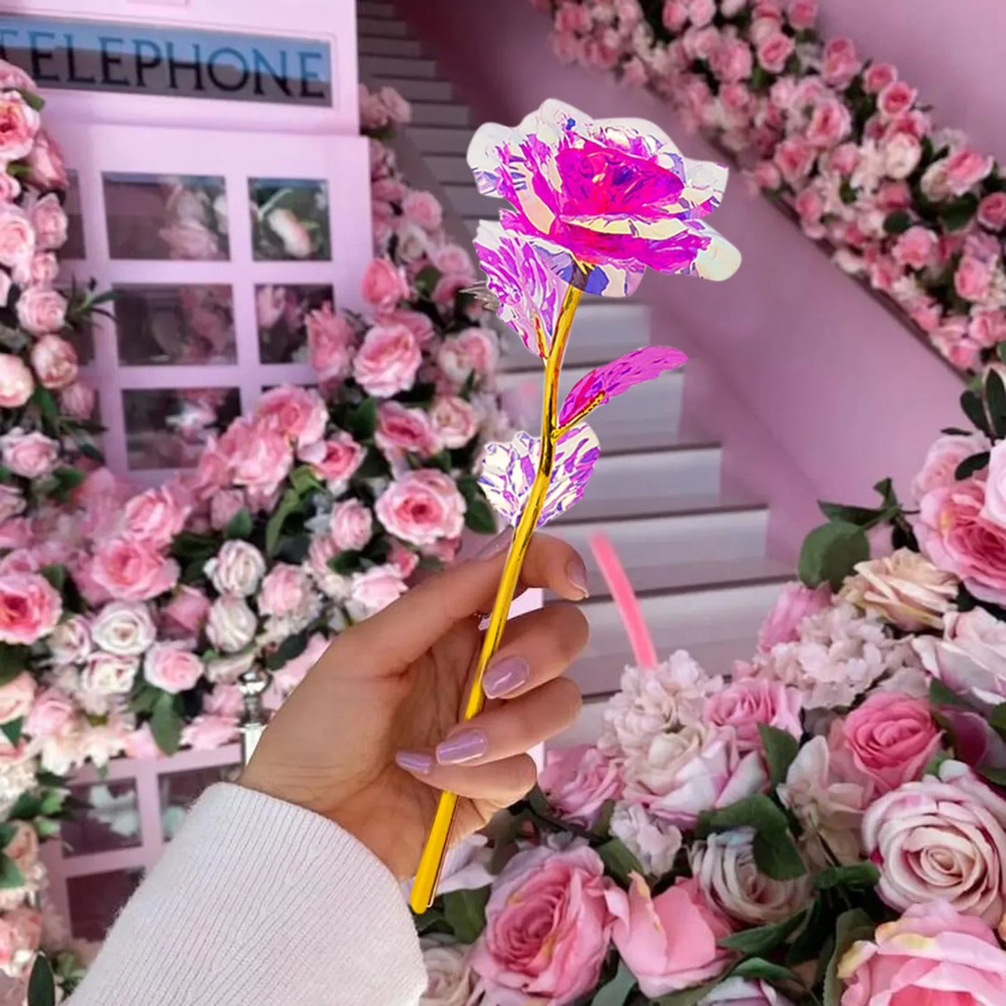 5-50PCS Simulation Artificial Rose Flower Diy Foil Plated Rose Lasts Forever Love Wedding Decor Roses Valentine's Day Gift