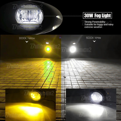 2IN1 Car Canbus LED Fog Light Accessories with Daytime Running Lamp DRL H11 For Citroen Jumper Jumpy 290 295 2015-2024