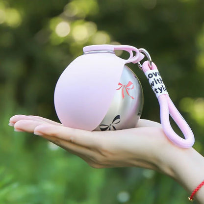 Lovewithstyle Dog Portable Water Bottle 304 Stainless Steel Ball Shaped Refillable Foldable Hook Outdoor Walking Hiking For Pet