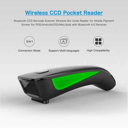 NETUM C750 Barcode Scanner Wireless Bluetooth Pocket USB 1D 2D for Inventory Barcode Reader for Tablet IOS Android-Fast Shipping