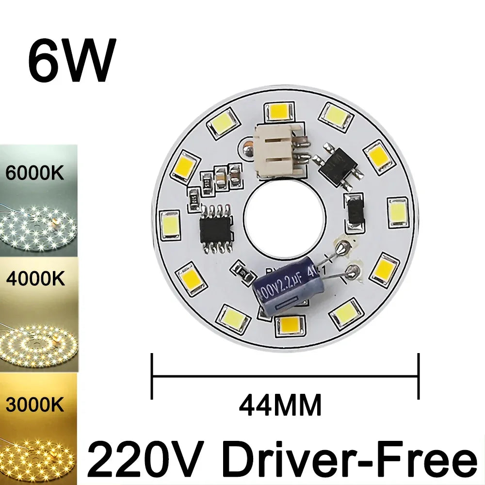 220V Driver-Free Light Panel LED Light Chip DIY Round Nordic Light Source Accessories Replacement Household Chandelier Bulb Patc