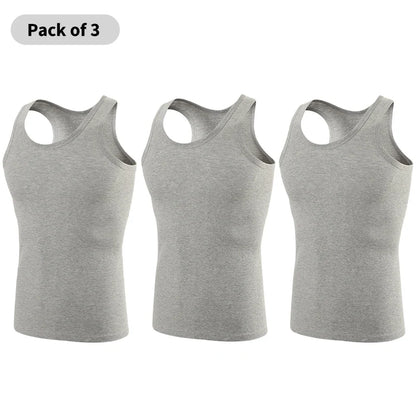 3/5 Pcs European plus-size men's cotton Joker vest loose plus-size youth fitness sleeveless round neck middle-aged hypertrophy T