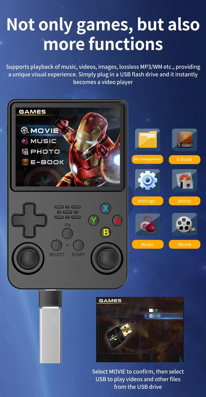 New R36HD Retro Handheld Video Game Console ARKOS System 3.5 Inch IPS Screen Classic Portable Pocket Video Player Games Boy Gift