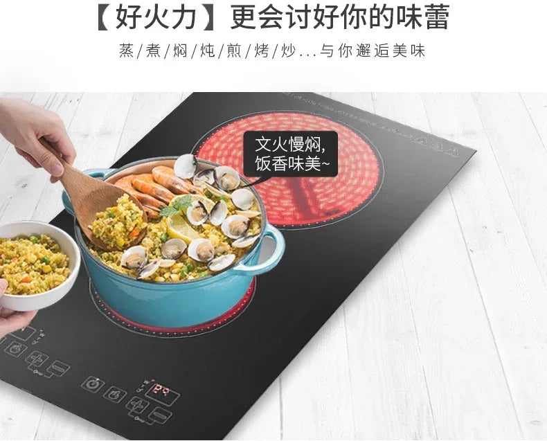 Kitchen 2 Rings Ceramic Cooker Induction Cooktop Double Electric Cooker Hob Heating Cooker Electric Stove Vertical Cooking Plate