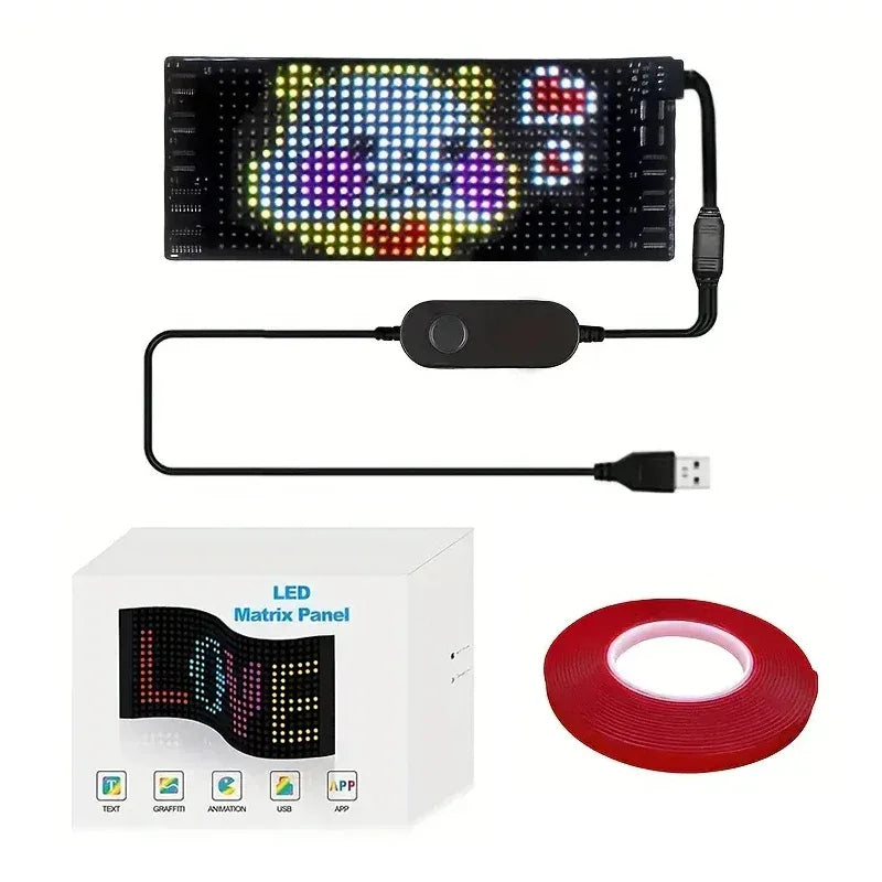 LED Matrix Pixel Panel, Scrolling Bright Advertising LED Signs, Flexible USB 5V LED Car Sign Bluetooth App Control