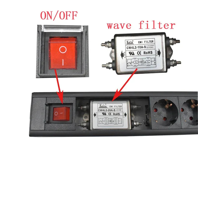 Audio Noise AC Power Filter Power Conditioner Power Purifier with EU Outlets Power Strip 16A 4000W