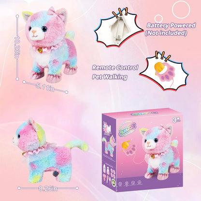 Interactive Walking Toy Cat for Kids Touch & Voice Controlled with Remote Leash And Waggling Tail Ideal Birthday Or Gift
