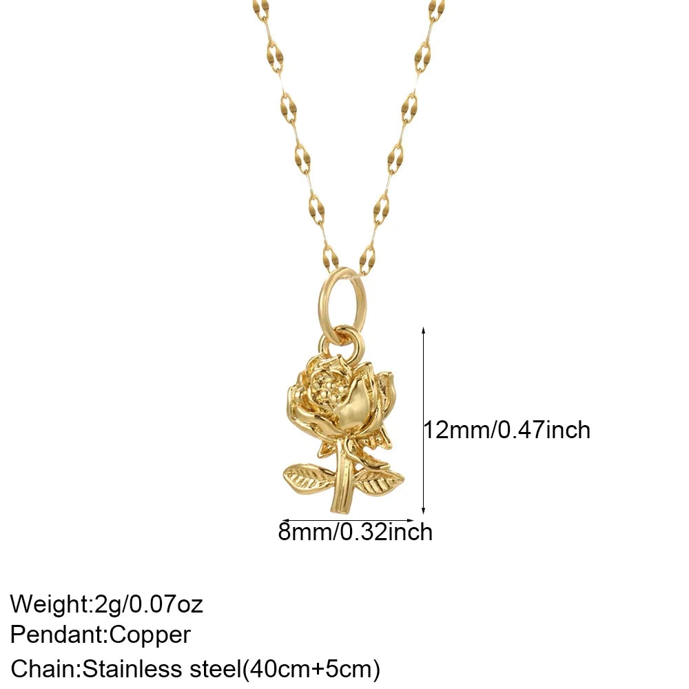 Bohemian Heart Animals Necklace for Women Cute Heart Punk Motocycle Pendant Gold Color Stainless Steel Long Chain Collars Neck