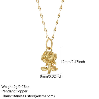 Bohemian Heart Animals Necklace for Women Cute Heart Punk Motocycle Pendant Gold Color Stainless Steel Long Chain Collars Neck