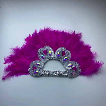 2025 New Design African Turkey Feather Big Fan Ladies Wedding Feather Fan for Bride Double Side Feather Nigerian Feather Handfan