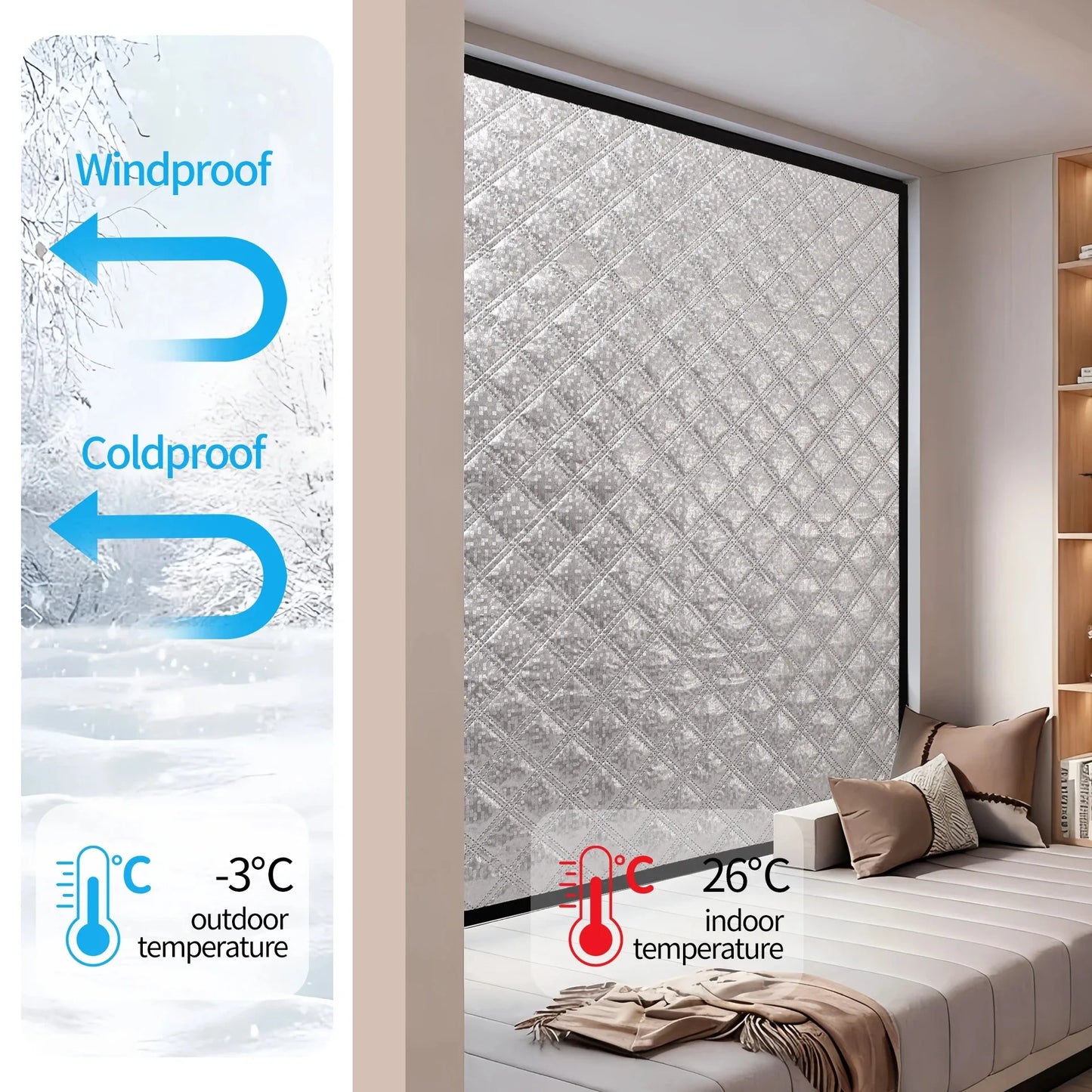Windproof thermal curtain winter bedroom windproof thermal artifact heat storage insulation film cold seal Windows waterproof