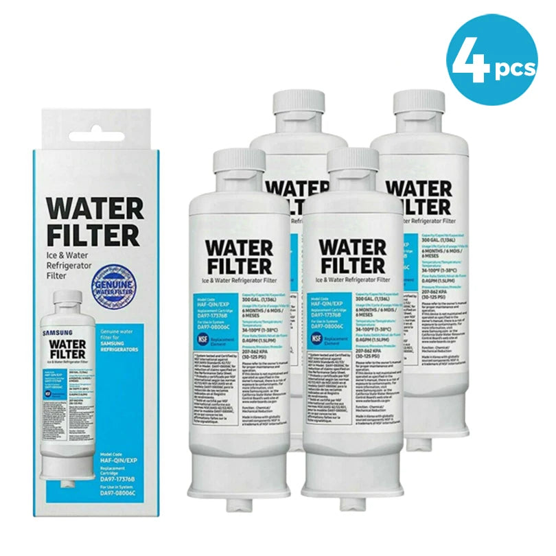 4 PCS DA97-17376B Refrigerator Water Filter Compatible For Samsung HAF-QIN/EXP, HAF-QIN, DA97-08006C, RF28R7351SG, RF23M8070SR
