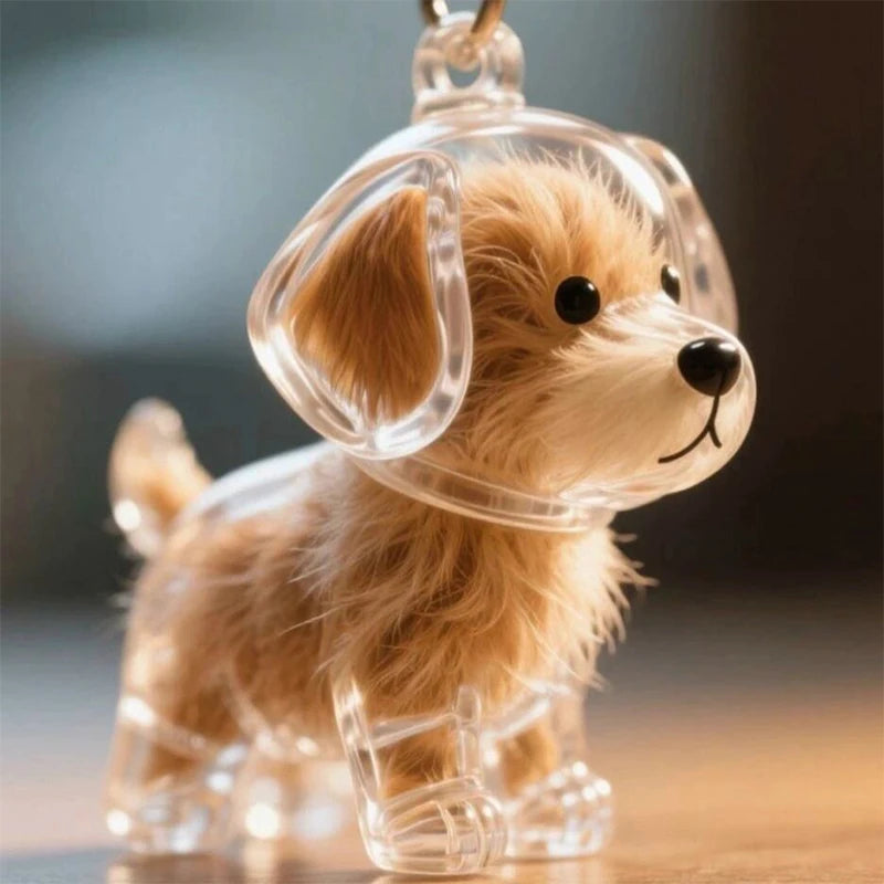 Cute Clear Puppy Hair Memorial DIY Pendant Keychain Decor Keepsake Capsule Pet's Dog Fur Container Pet Lovers Home Display Gifts