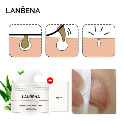 LANBENA Face Mask Blackhead Remover Skin Care Nose Mask Pore Strip Deep Cleaning Peeling Acne Treatment Facial Mask