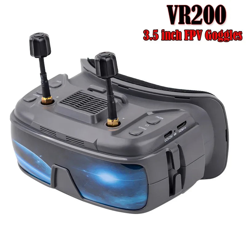 VR200 3.5-inch IPS Screen FPV Goggles 5.8G Analog With DVR 40CH Supports Analog FPV 1024 * 600px Resolution