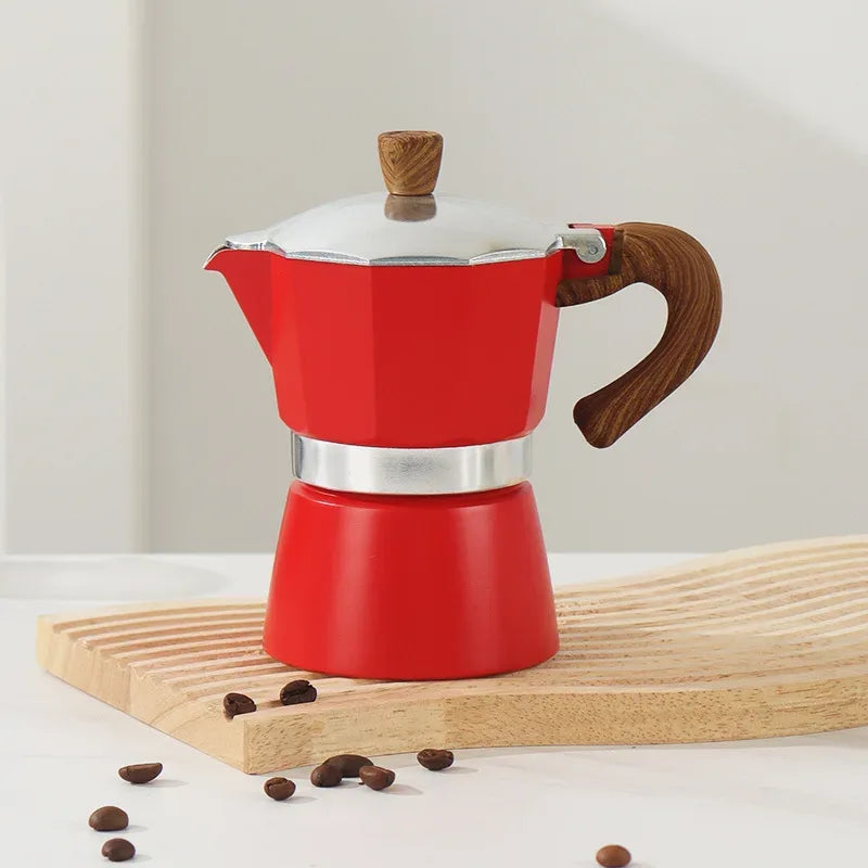 Electric Octagonal 3 Cup Black Coffee Maker Double Valve Moka Coffee Pot Espresso Aluminum Alloy Stainless Steel Moka Pot Set