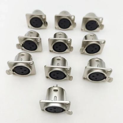 5/10Pcs 3Pin Metal XLR Socket Male Female Panel Mount Chassis Socket Audio Microphone Jack Plug Connector