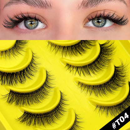 GROINNEYA Half Lashes Cat Eye Lashes Soft Natural Clear Band Lashes Natural Look Faux Mink Wispy Mink Eyelashes Makeup
