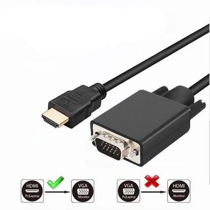 HDMI-Compatible to VGA Adapter Connect to Line Converter Cable 1.8M FHD 1920*1080P For Desktop Laptop PC TV Monitor Projector