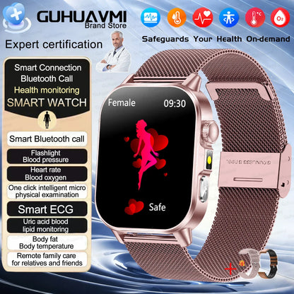 2026 New Health Smart Watch Precise Measurement ECG+PPG Blood Pressure Uric Acid Body Fat Analysis call SmartWatch For Men Women