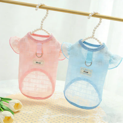 Dog Cooling Vest Thin Print Dog Clothes Summer Fashion Pet T Shirt Fly Sleeves Girls Dog Clothing Chihuahua Bichon Puppy Vests