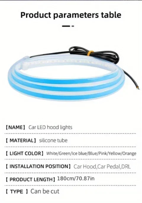 LED Daytime Running Light  Starting Car Hood  Door Decorative Lights DRL Auto Engine Hood Guide Decorative Ambient Lamp 12V