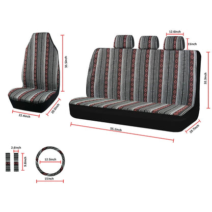 AUTO PLUS Car Seat Covers Set Baja Saddle Blanket Weave Universal Fit Most Car Seat Protection Steering Wheel Cover Protector by PDG ibma